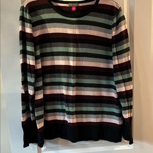 Vince Camuto Multicolor Striped Crew Neck Sweater